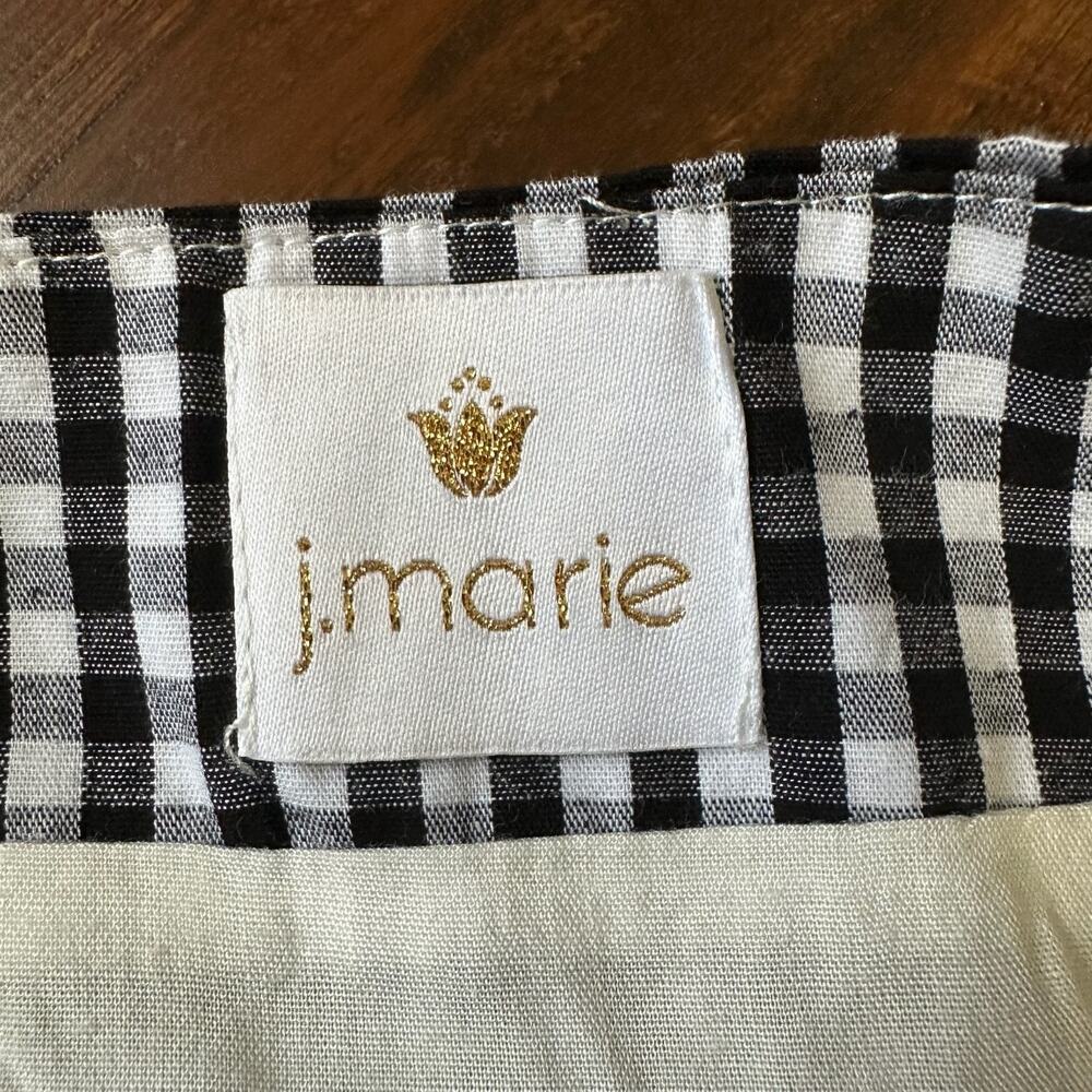 J.MARIE Mini Skirt Black White Gingham Lined Ruffled Faux Wrap Cotton - Picture 7 of 9